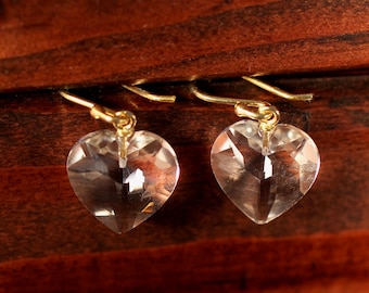 SALE VALENTINE Rock Crystal Heart Earrings