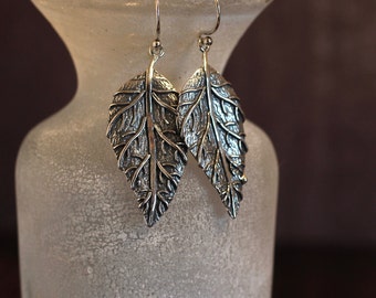 SALE READY To SHIP / Ornate Silver Earrings / Large Silver Leaf Earrings / Silver Drop Earrings / Leaf Jewelry