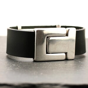 Silver Riveted Wide Leather Bracelet image 5