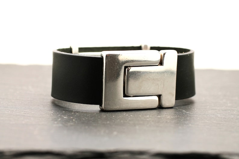 Silver Riveted Wide Leather Bracelet image 5