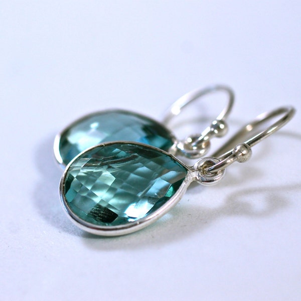 Little Aquamarine Gemstone Earrings Teardrop Sterling Drops Earring Amy Fine Design