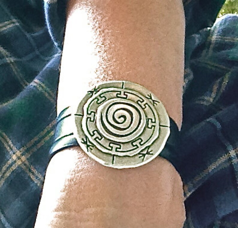 Mandala Bracelet Spiritual Jewelry Leather Bracelet Silver Bracelet Leather Cuff Amy Fine Design Large Silver Bracelet