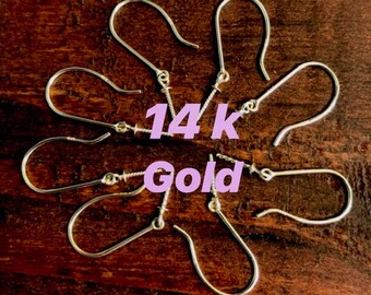 14 K Gold Earring Upgrade Solid Gold Earwires Yellow Gold Shepherd Hook