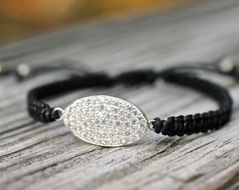 Friendship Bracelet , Macrame Bangle , CZ Bracelet , Diamond Bracelet ,  Amy Fine Design