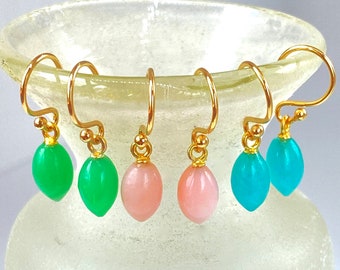 Ready to Ship / Mini Gemstone Drop Earrings / Small Dangle Earrings / Pink Earrings / Green Jewelry / Blue Drops / Gift For Teen