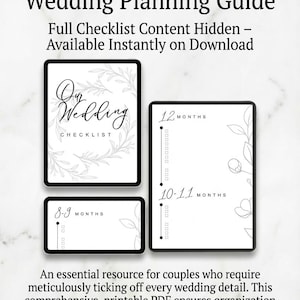 Wedding Checklist Printable 12 month tick box checklist