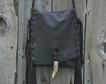 Leather handbag , Fringed leather purse , Fringed leather crossbody bag, brown leather handbag