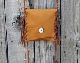 Simple leather bag,  Cell phone bag,   Crossbody handbag,  Leather purse, Handmade bag