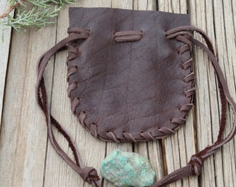 buffalo leather drawstring pouch, ready to ship, buffalo medicine bag, leather pouch, drawstring pouch