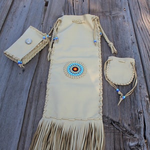 Leather pipe bag set , Leather Pipe bag ,  Leather Tobacco bag ,  Leather Amulet bag
