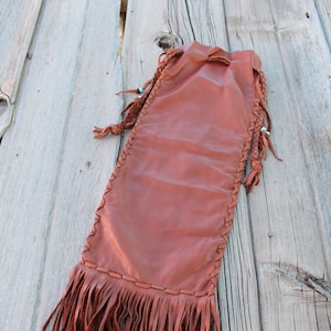 Leather pipe bag, fringed pipe bag, pipe bag, shamans pipe bag, chanupa bag