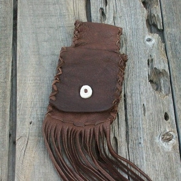 Leather belt bag , Leather phone case ,  Leather phone bag , Fringed leather belt bag