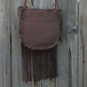 Leather handbag with fringe , Beaded leather crossbody handbag , Fringed leather shoulder bag , Turtle totem bag , Designer Handbag image 3