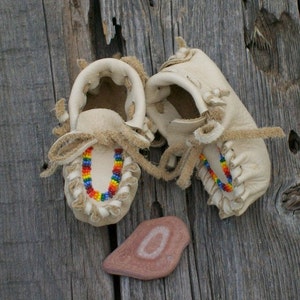 Beaded baby moccasins , leather baby moccasins , soft sole baby shoes , baby shower gift , custom made moccasins, soft baby shoes image 1