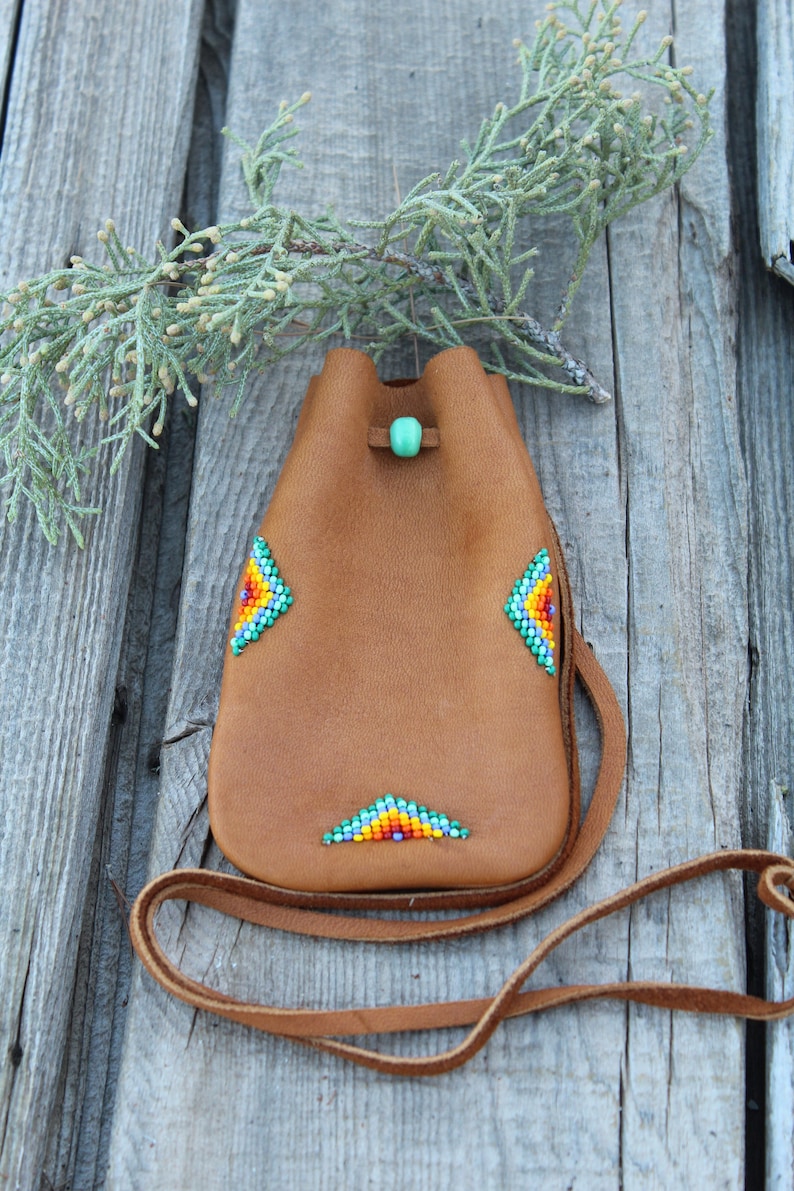 Beaded Medicine Bag Necklace Bag Mojo Bag Buckskin Amulet Etsy