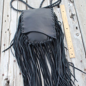 Black Fringed Leather Crossbody Bag Hobo Handbag Boho Bag - Etsy