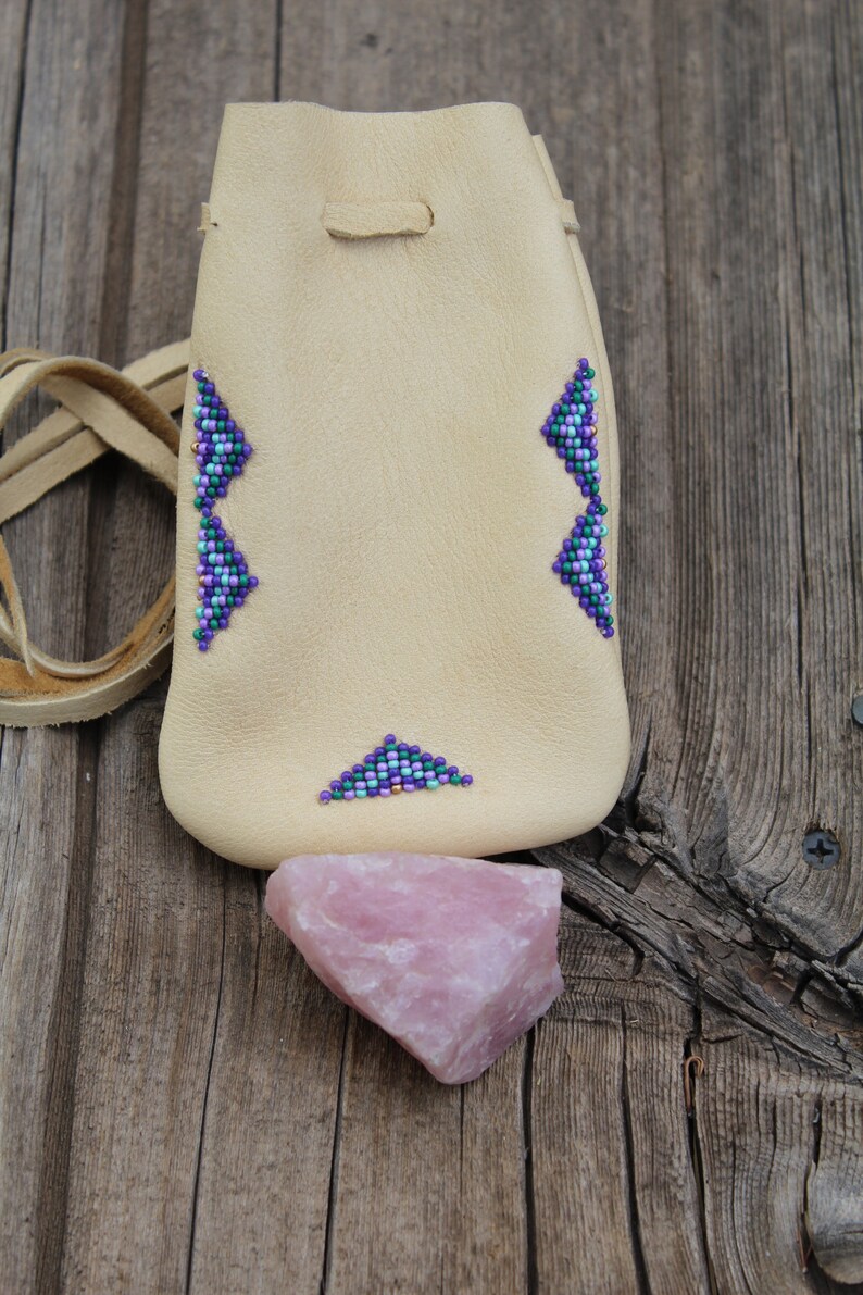 Beaded medicine bag beaded mojo bag large buckskin amulet Etsy