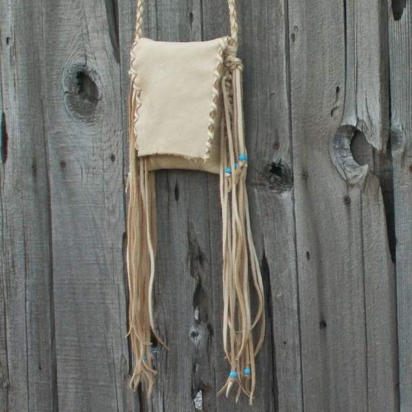 Fringed Leather Crossbody Purse, Hippie Style Phone Bag
