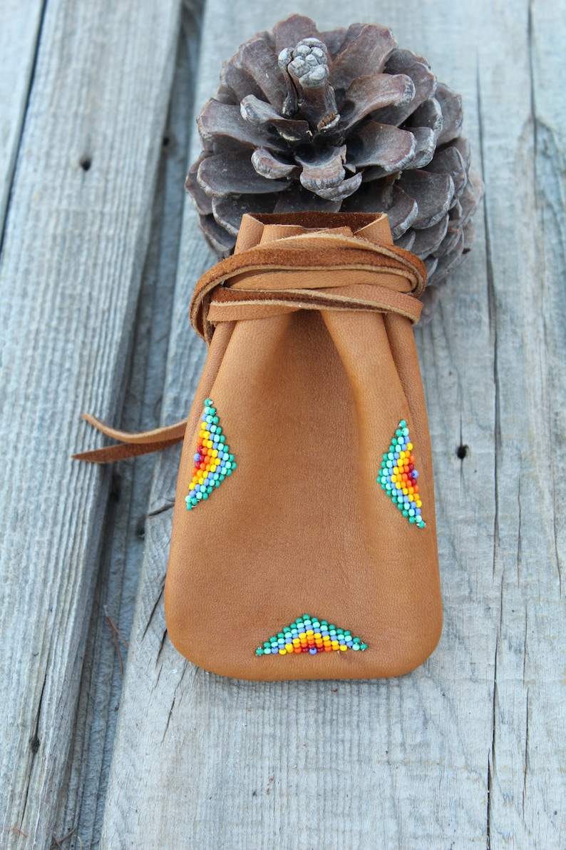 Beaded Medicine Bag Necklace Bag Mojo Bag Buckskin Amulet Etsy