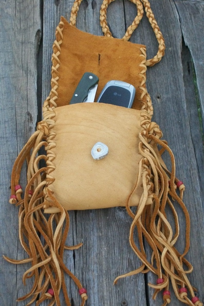 Fringed leather handbag Phone bag Crossbody bag Fringed waist bag