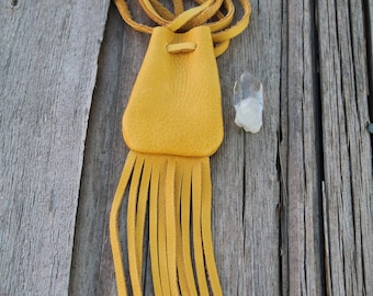 Handmade leather medicine pouch, medicine bag, amulet bag, leather necklace bag, leather pouch, mojo bag