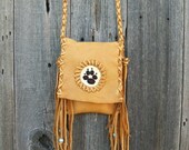 Wolf medicine bag ,  Leather crossbody phone bag ,  Leather phone bag , Leather handbag