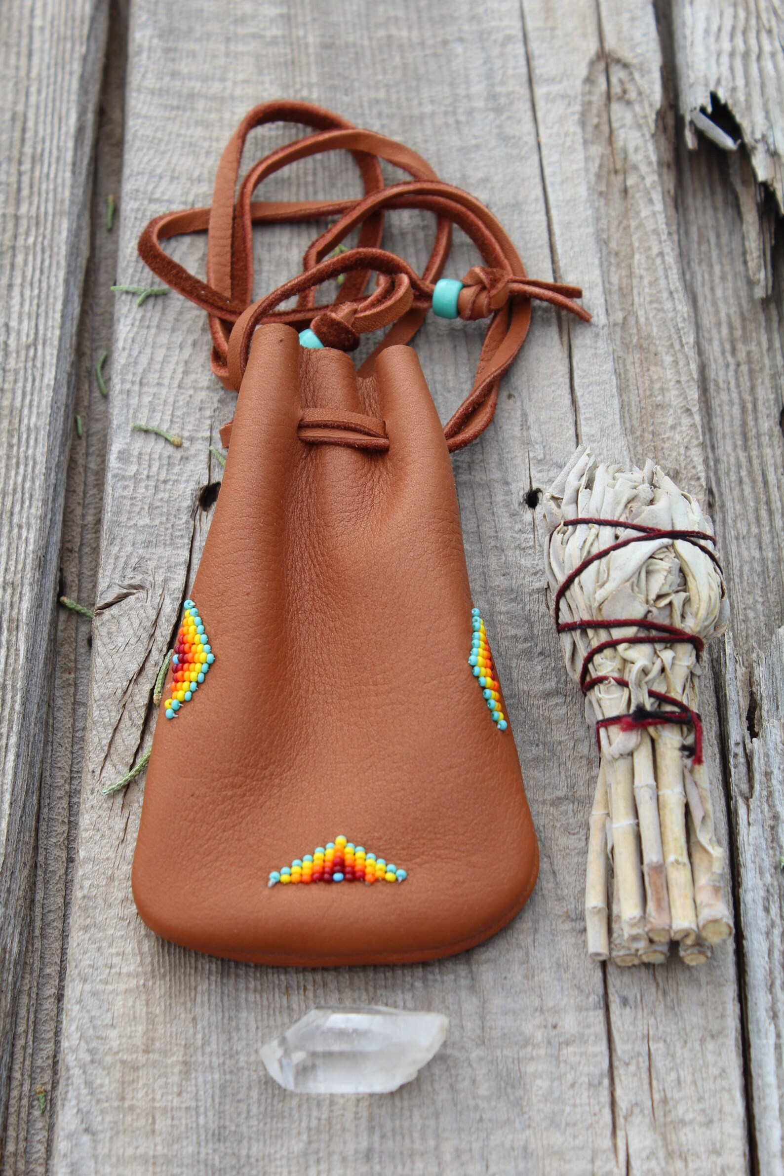Beaded Medicine Bag Large Medicine Bag Leather Amulet Bag Etsy