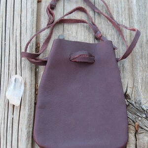 Leather medicine bags, ready to ship, burgundy color leather, soft leather pouches image 3