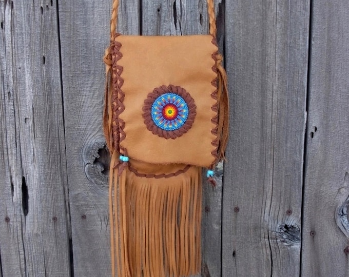 Native American Style Brain Tanned Buckskin Leather Bag Lot BT1 ...