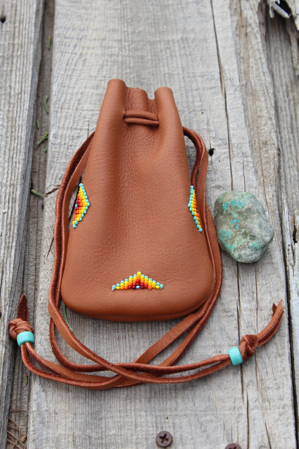 Beaded medicine bag large medicine bag leather amulet bag | Etsy