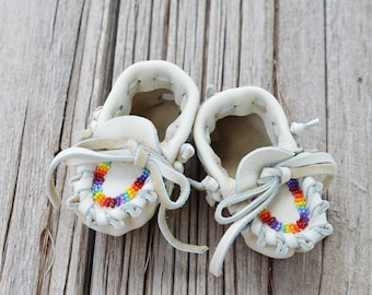 Buckskin Baby Moccasins: Handmade Newborn Shoes
