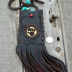 Bear Claw Medicine Bag , Fringed Leather Beaded Bear Bag, Bear Claw Bag ...