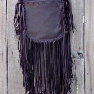 Rustic boho handbag , Fringed leather purse , Crossbody shoulder bag image 6