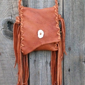 Simple crossbody phone bag, Small crossbody handbag, Small crossbody leather purse, Fringed leather hanbag, Leather phone case