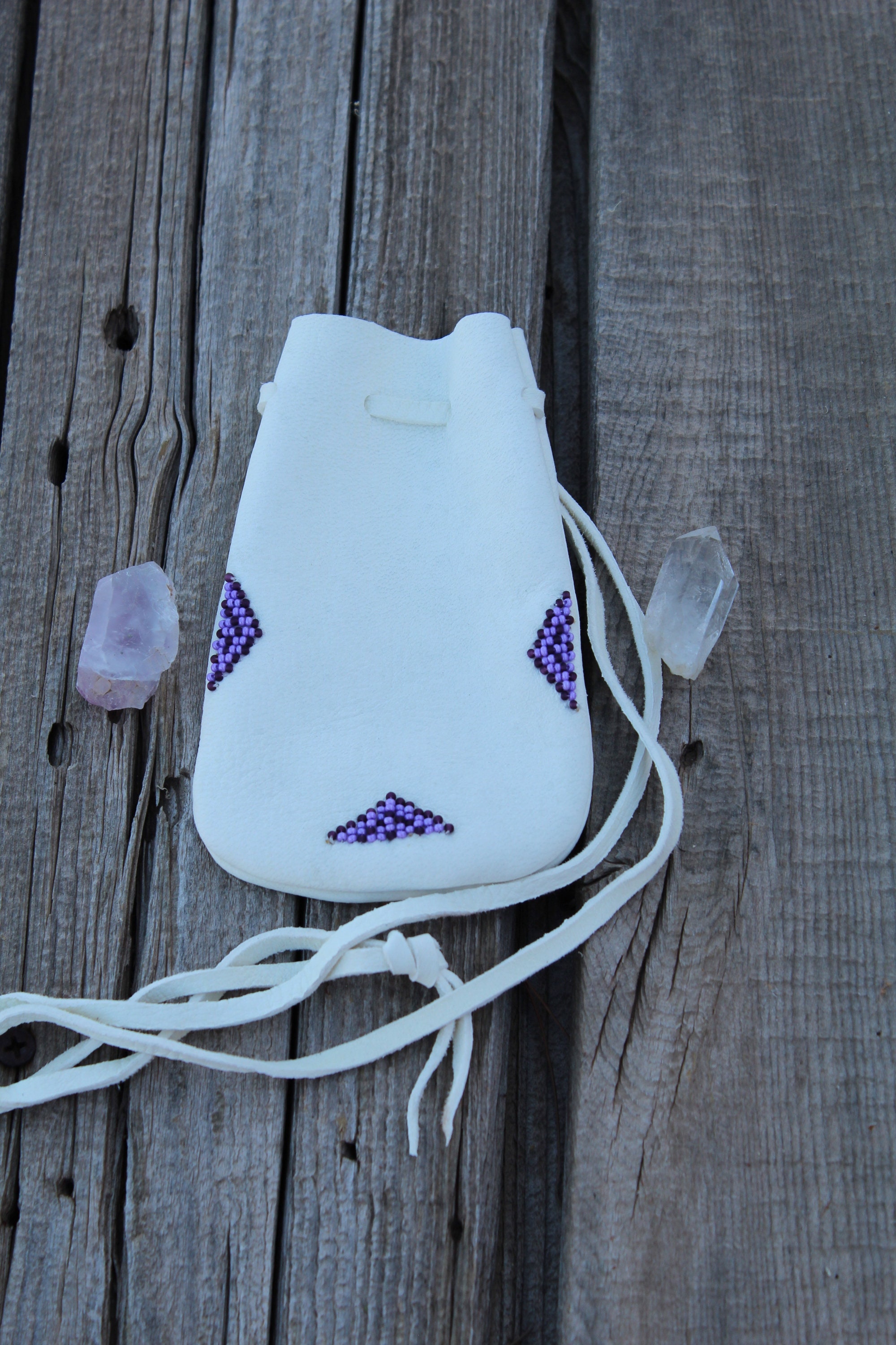 Beaded medicine bag purple beadwork bag amulet bag necklace | Etsy