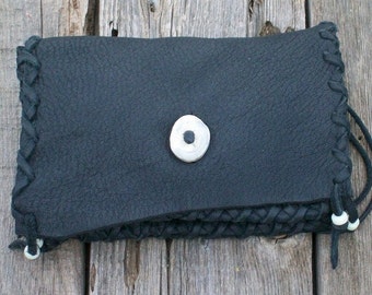 Black leather clutch , soft leather clutch , leather phone bag, black leather wallet, handmade handbag, handmade clutch