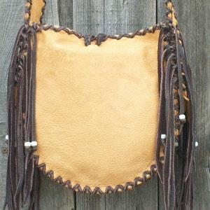 Fringed leather tote , Handmade crossbody bag , Crossbody shoulder bag , Leather handbag image 4