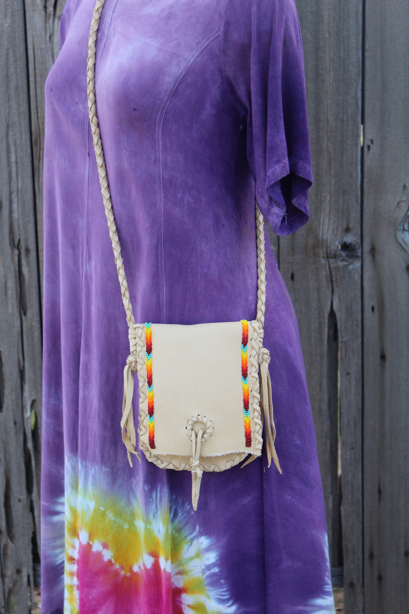 Beaded Leather Handbag Rainbow Beaded Bag Shamans Bag Soft Etsy