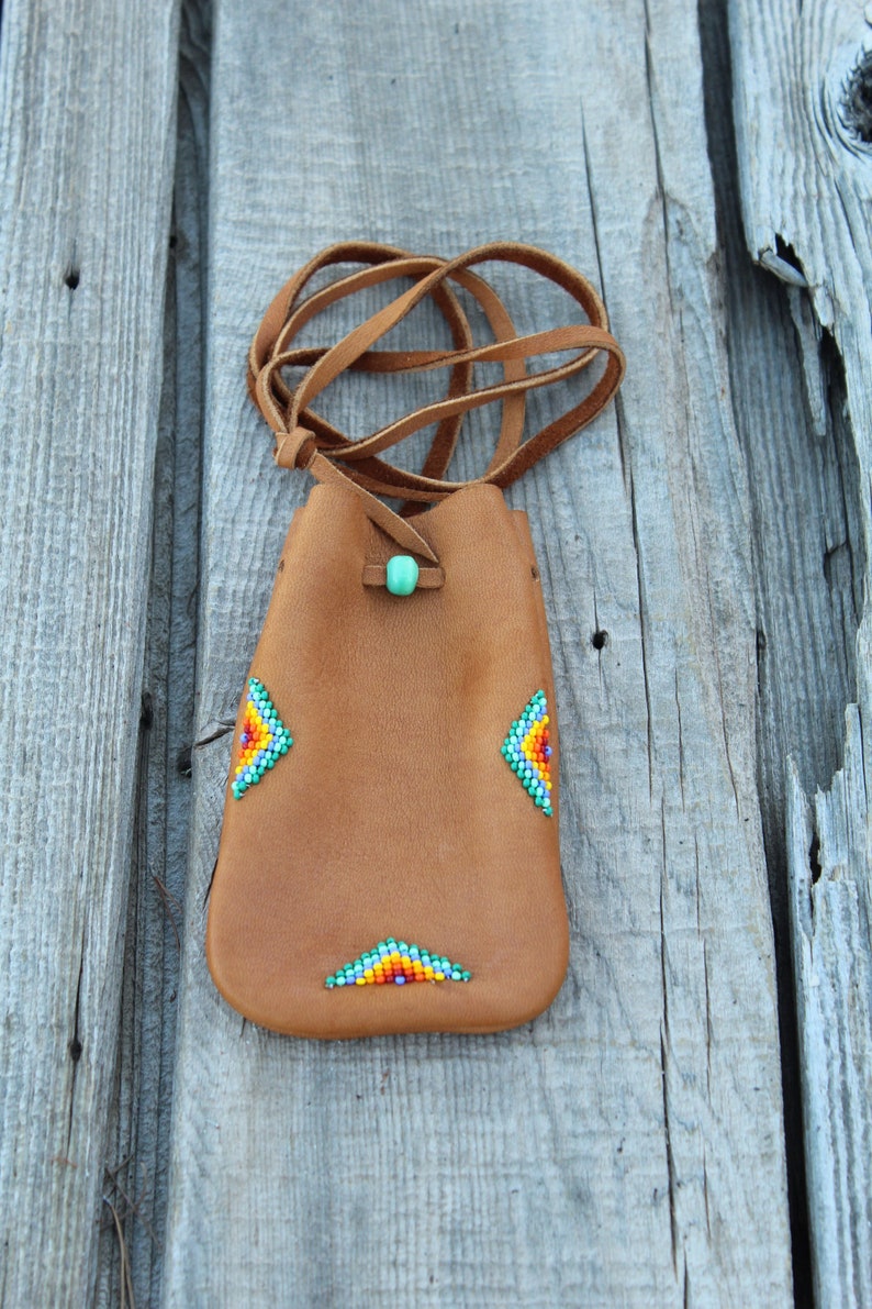 Beaded Medicine Bag Necklace Bag Mojo Bag Buckskin Amulet Etsy