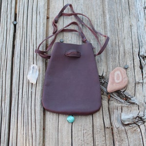 Leather medicine bags, ready to ship, burgundy color leather, soft leather pouches image 2