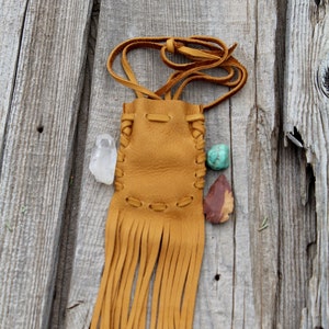 Leather Medicine Bag , Fringed Leather Pouch , Fringed Neck Bag ...