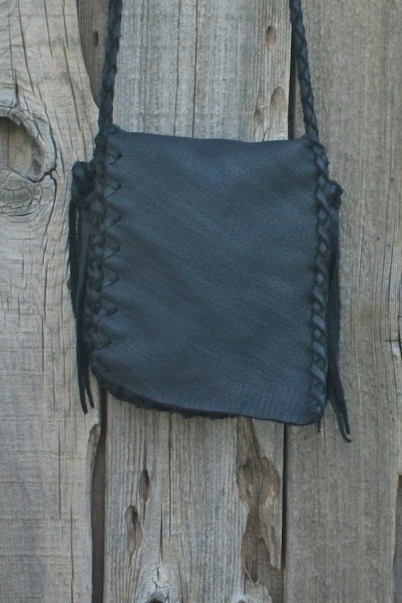 Small black leather handbag , Handmade handbag , Black leather purse