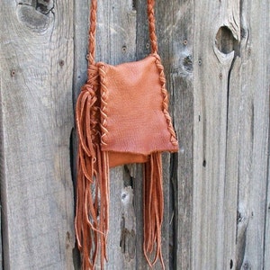 Small leather purse , Small leather phone bag , Fringed leather handbag , Crossbody leather bag image 4