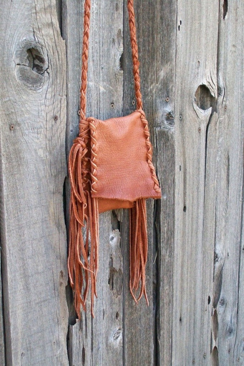 Small leather purse , Small leather phone bag , Fringed leather handbag , Crossbody leather bag image 4