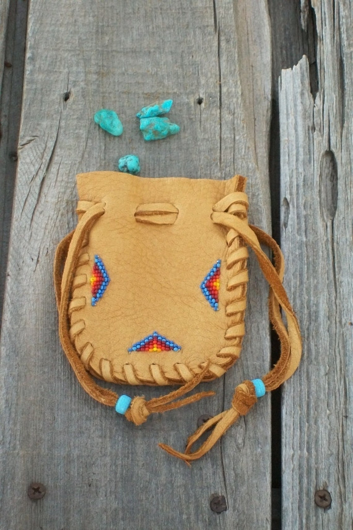 Amulet Pouch Beaded Amulet Bag Leather Medicine Pouch - Etsy