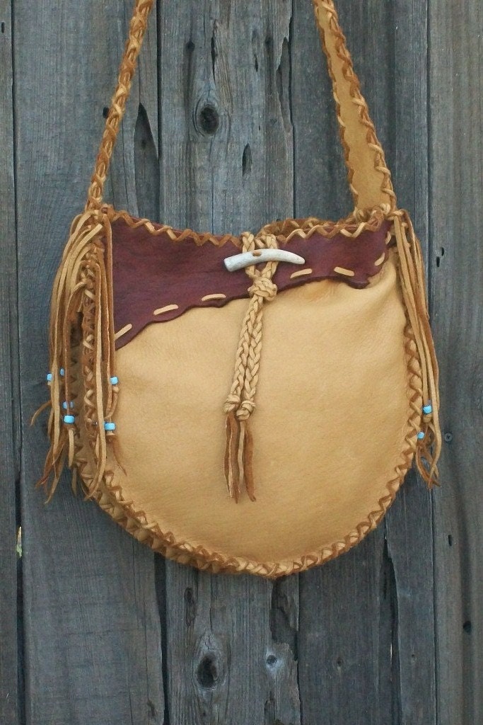 Fringed leather handbag Possibles bag Large leather tote Etsy