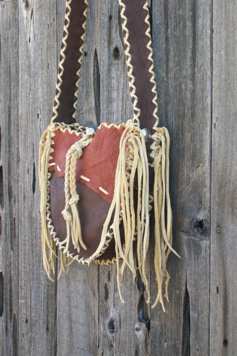Bohemian handbag, Handmade leather handbag with fringe, Possibles bag, Designer handbag , Custom leather tote image 3