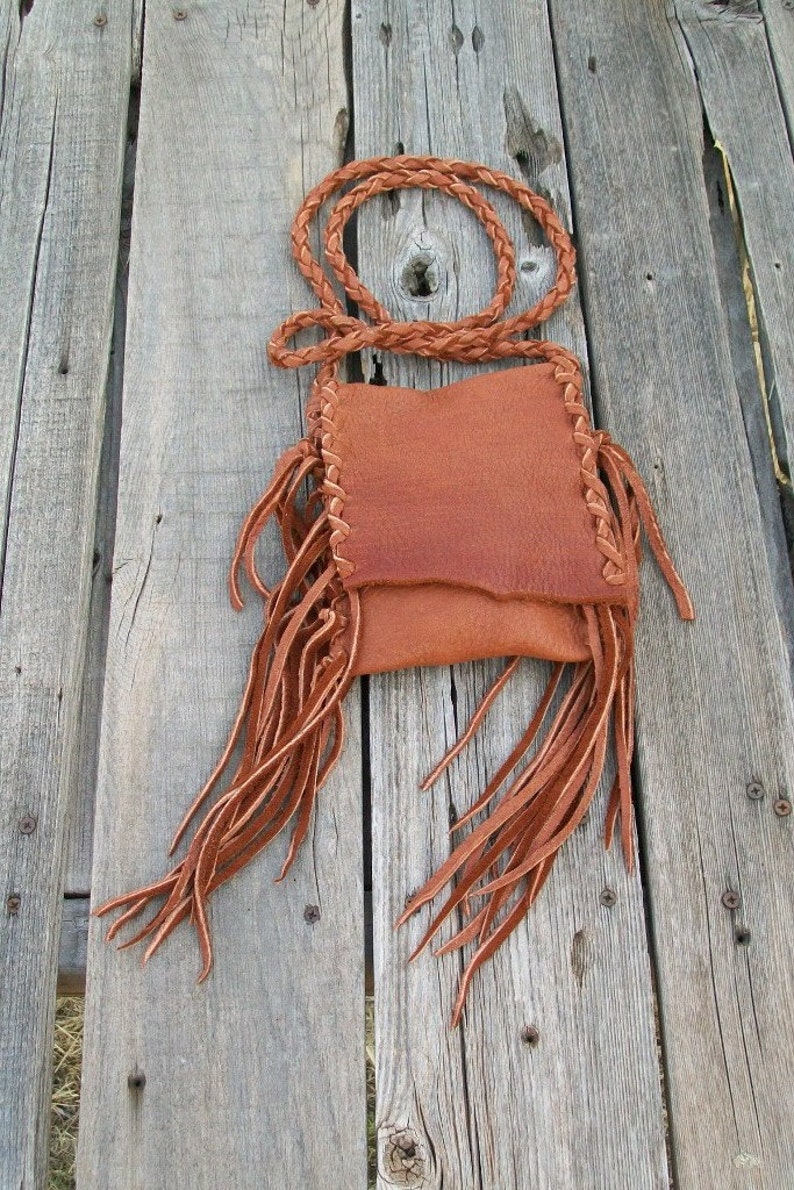 Small leather purse , Small leather phone bag , Fringed leather handbag , Crossbody leather bag image 2