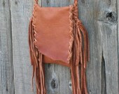 Small leather purse , Small leather phone bag , Fringed leather handbag , Crossbody leather bag