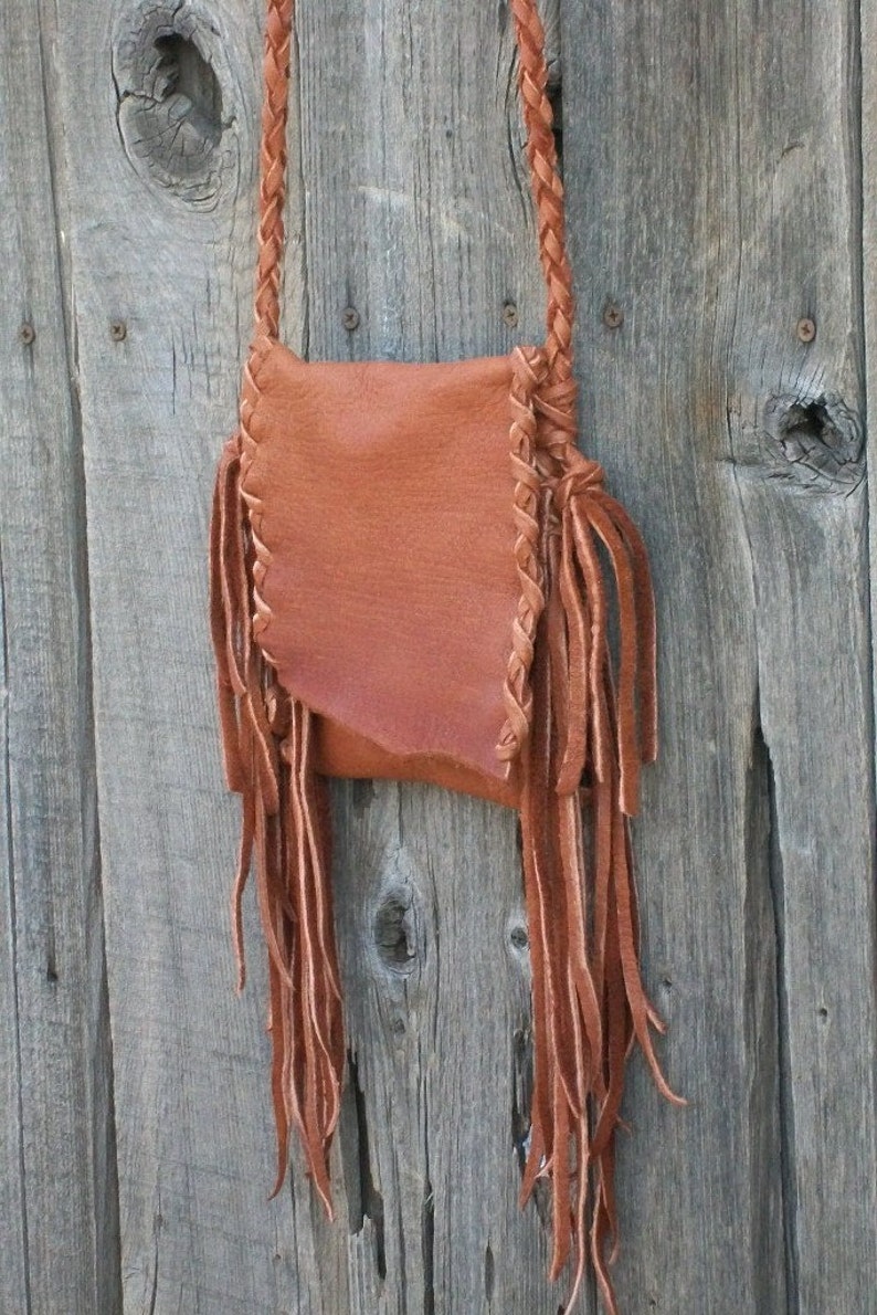 Small leather purse , Small leather phone bag , Fringed leather handbag , Crossbody leather bag image 1